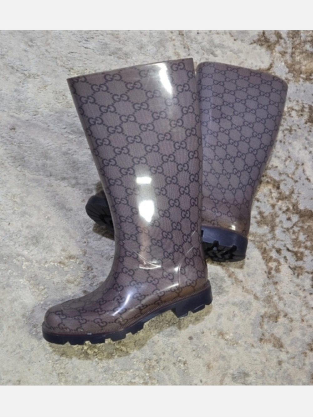 Gucci Women's Gray Rain Boots Size 35
